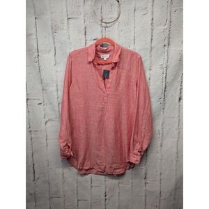 GAP Red 100% Linen Popover Tunic Shirt Sz M Medium Summer Beachy Breathable New